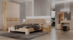 Шкаф 4-х створчатый Ленора, Дуб вотан/Кашемир