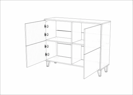 Комод Ливерпуль, белый/бетон темный 