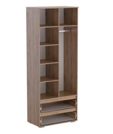 Шкаф двухстворчатый с ящиками Ливерпуль, вотан/графит софт  