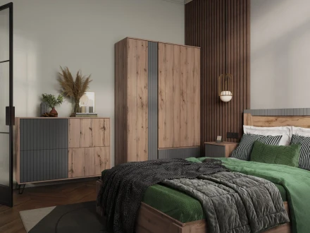 Модульная спальня Ливерпуль, вотан/графит софт  